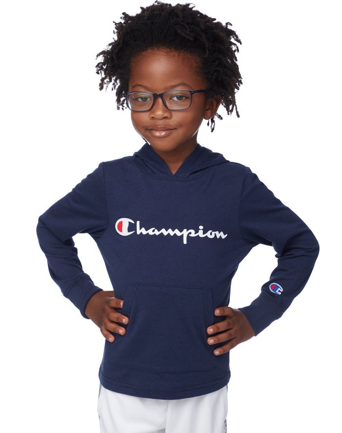 Sudadera Con Capucha Champion Niño - T-Shirt Script Logo ( Azul Marino ) 4905126-WF